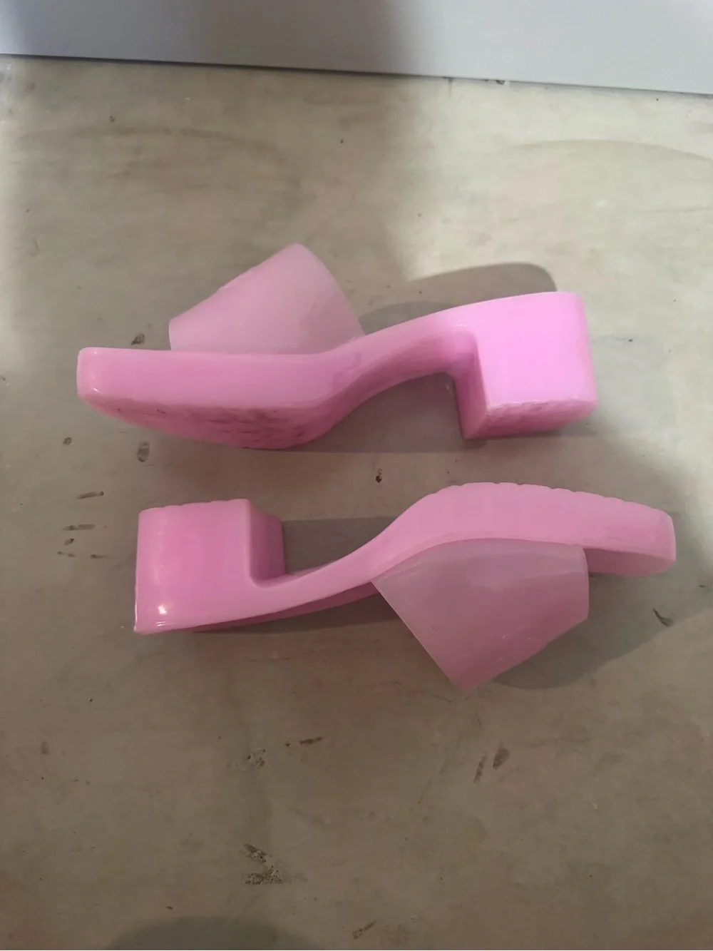 Barbie Pink Jelly Slide On Heels Size Womens 8 Y2K Forever 21 Spell Out